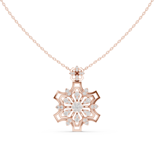 Snowflake Star Cluster Moissanite Pendant in rose 925 sterling silver, view 4