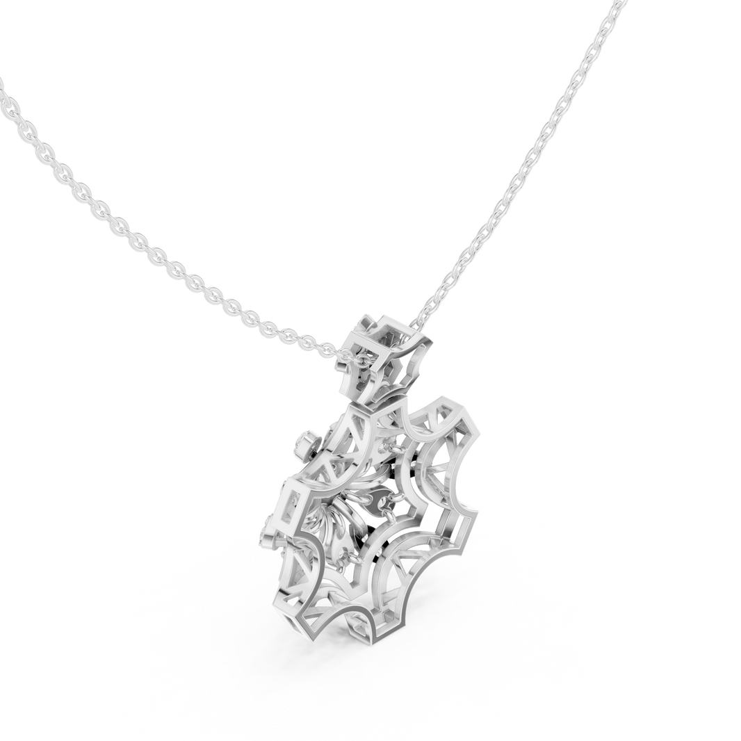 Snowflake Star Cluster Moissanite Pendant in white 925 sterling silver, view 2