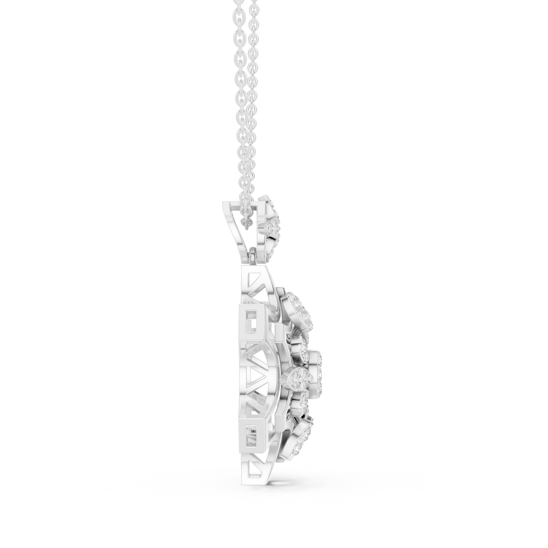 Snowflake Star Cluster Moissanite Pendant in white 925 sterling silver, view 3