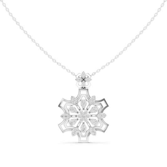 Snowflake Star Cluster Moissanite Pendant in white 925 sterling silver, view 4