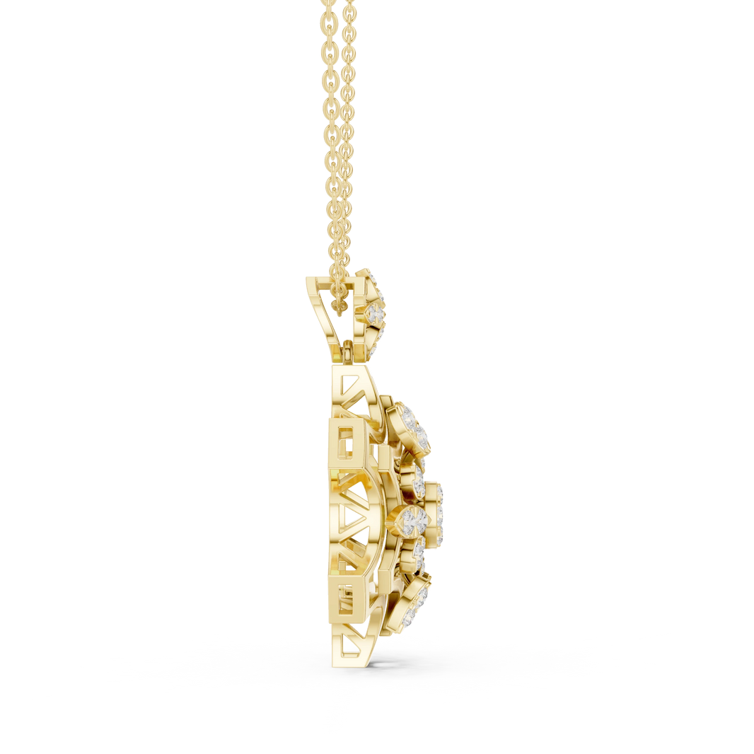 Snowflake Star Cluster Moissanite Pendant in yellow 925 sterling silver, view 3