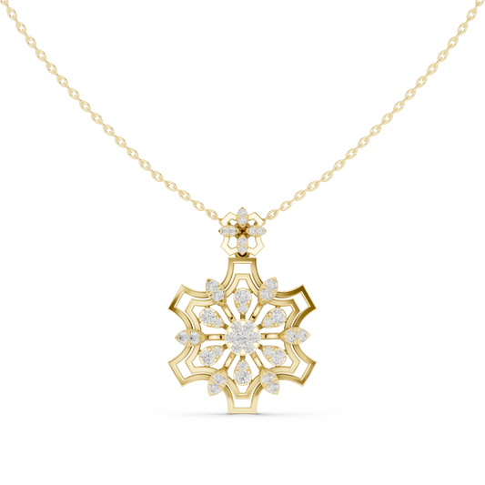 Snowflake Star Cluster Moissanite Pendant in yellow 925 sterling silver, view 4
