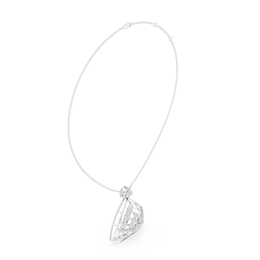 Open Triangle Pear Cluster Moissanite Pendant in white 925 sterling silver, view 1