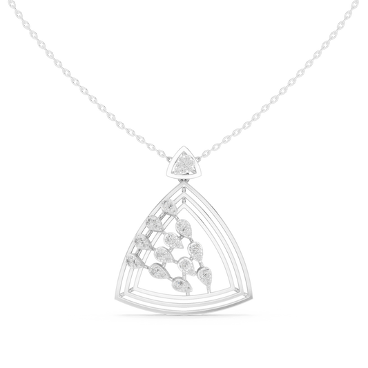 Open Triangle Pear Cluster Moissanite Pendant in white 925 sterling silver, view 4