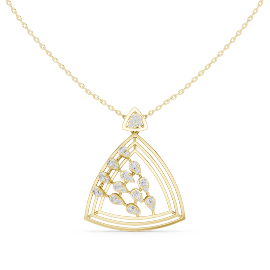 Open Triangle Pear Cluster Moissanite Pendant in yellow 925 sterling silver, view 4