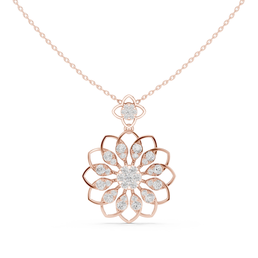 Lotus Flower Openwork Moissanite Pendant in rose 925 sterling silver, view 4