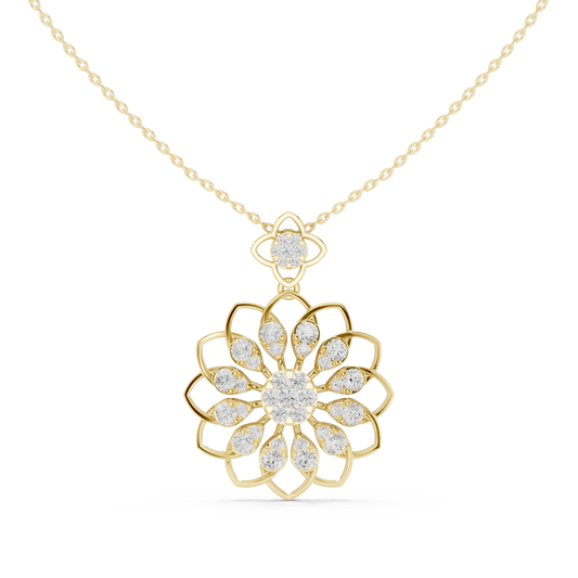 Lotus Flower Openwork Moissanite Pendant in yellow 925 sterling silver, view 4