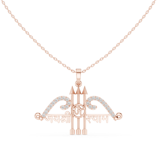 Jai Shri Shyam Bow and Arrow Moissanite Pendant in rose 925 sterling silver, view 4