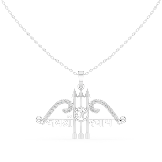 Jai Shri Shyam Bow and Arrow Moissanite Pendant in white 925 sterling silver, view 4