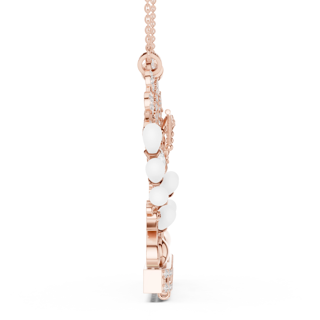 Radha Krishna Peacock Arch Moissanite Pendant in rose 925 sterling silver, view 3