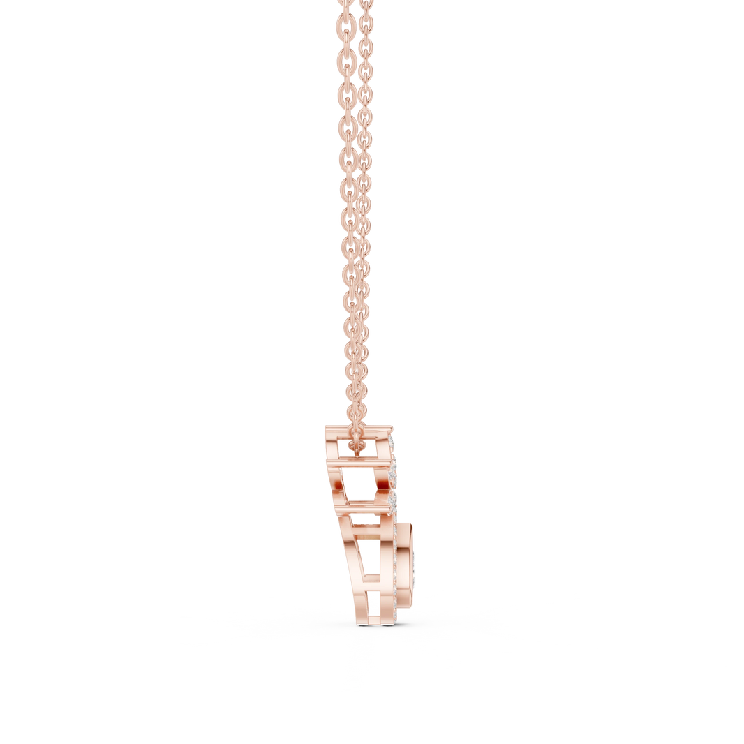 Petite Pear Halo Moissanite Pendant with Flower Top in rose 925 sterling silver, view 3