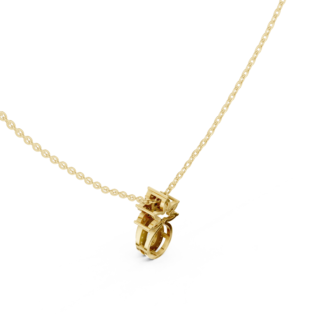Petite Pear Halo Moissanite Pendant with Flower Top in yellow 925 sterling silver, view 2