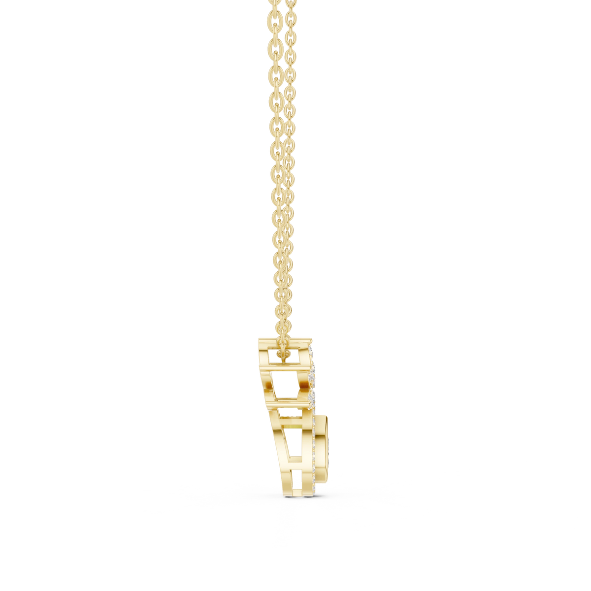 Petite Pear Halo Moissanite Pendant with Flower Top in yellow 925 sterling silver, view 3