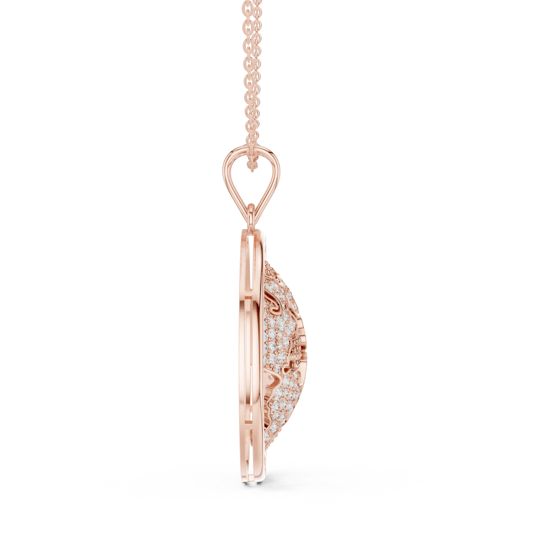 The World Is Yours Globe Moissanite Medallion Pendant in rose 925 sterling silver, view 3