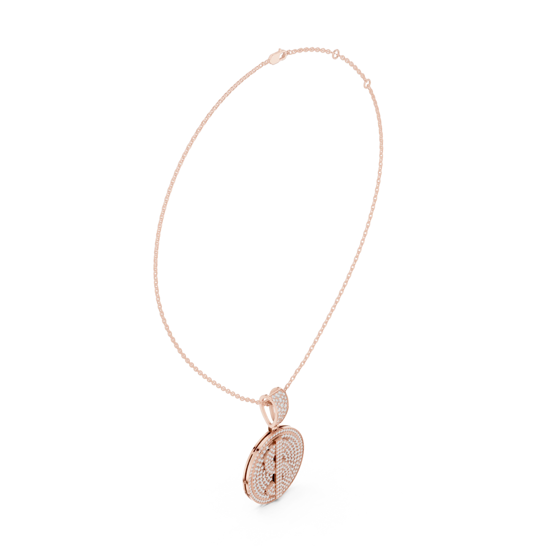 Iced Dollar Sign Medallion Moissanite Pendant in rose 925 sterling silver, view 1