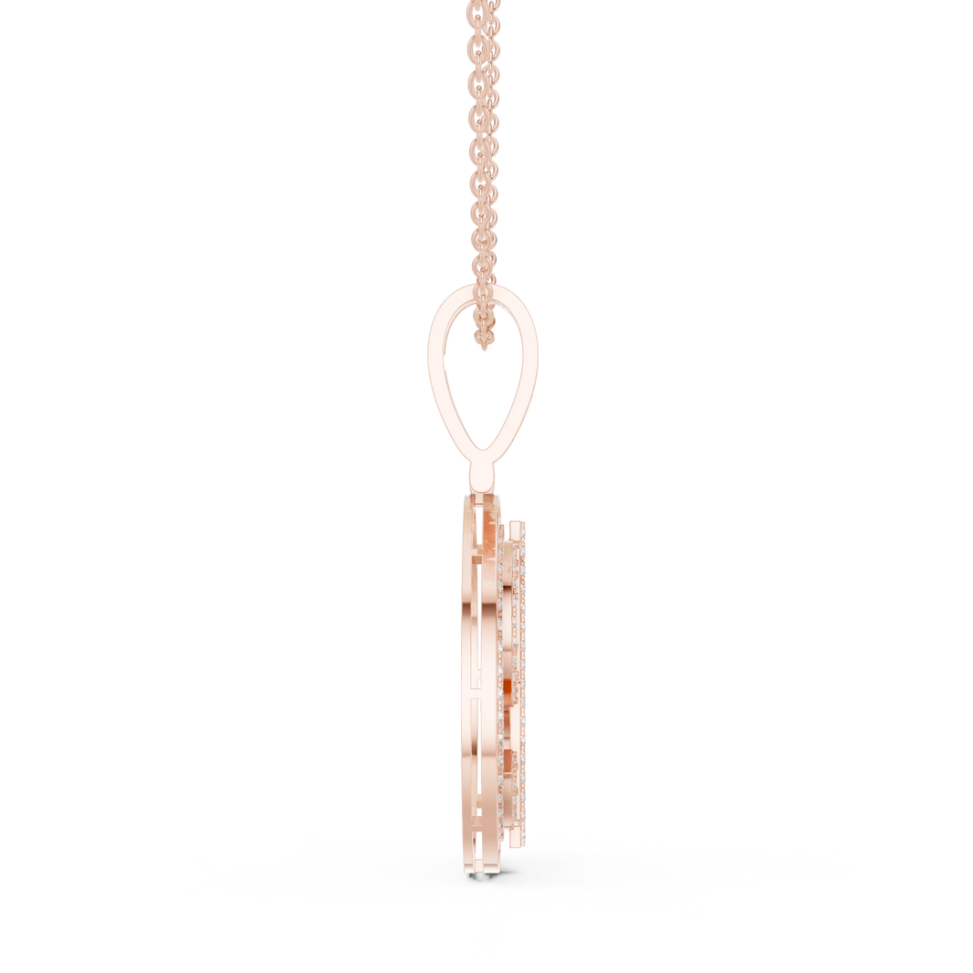 Iced Dollar Sign Medallion Moissanite Pendant in rose 925 sterling silver, view 3