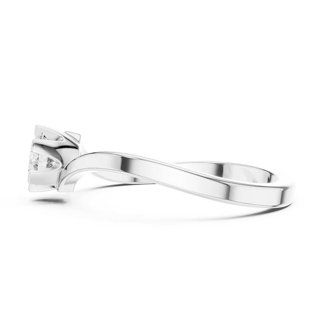 Round Moissanite Bypass Solitaire Engagement Ring in white 925 sterling silver, view 3