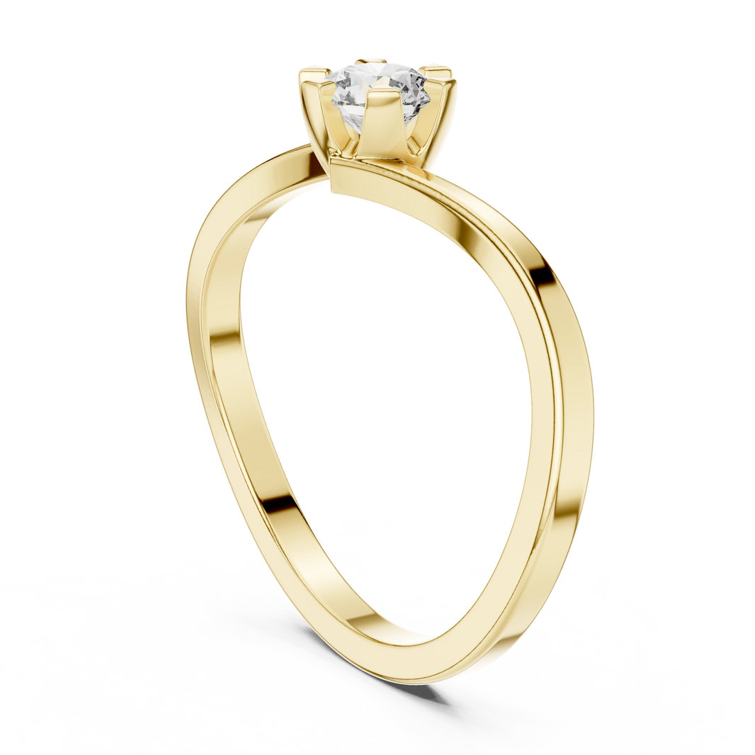 Round Moissanite Bypass Solitaire Engagement Ring in yellow 925 sterling silver, view 1
