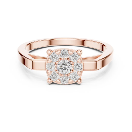 Cushion Shape Cluster Four Claw Moissanite Ring in rose 925 sterling silver, view 4