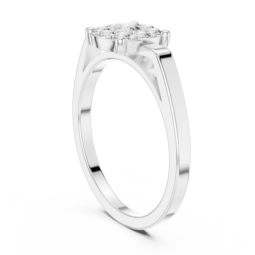 Cushion Shape Cluster Four Claw Moissanite Ring in white 925 sterling silver, view 1