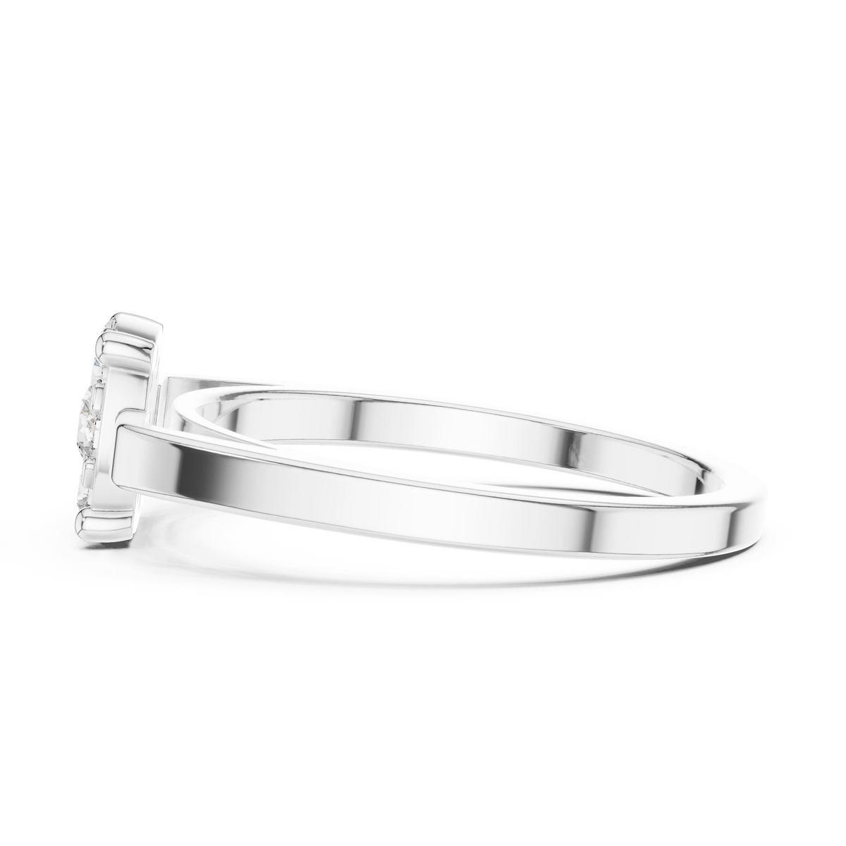 Cushion Shape Cluster Four Claw Moissanite Ring in white 925 sterling silver, view 3
