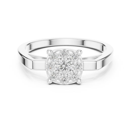Cushion Shape Cluster Four Claw Moissanite Ring in white 925 sterling silver, view 4