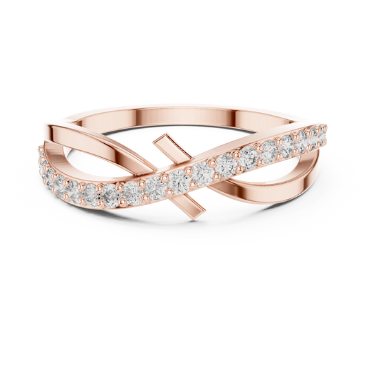 Crossover Pavé Bar Moissanite Ring in rose 925 sterling silver, view 4