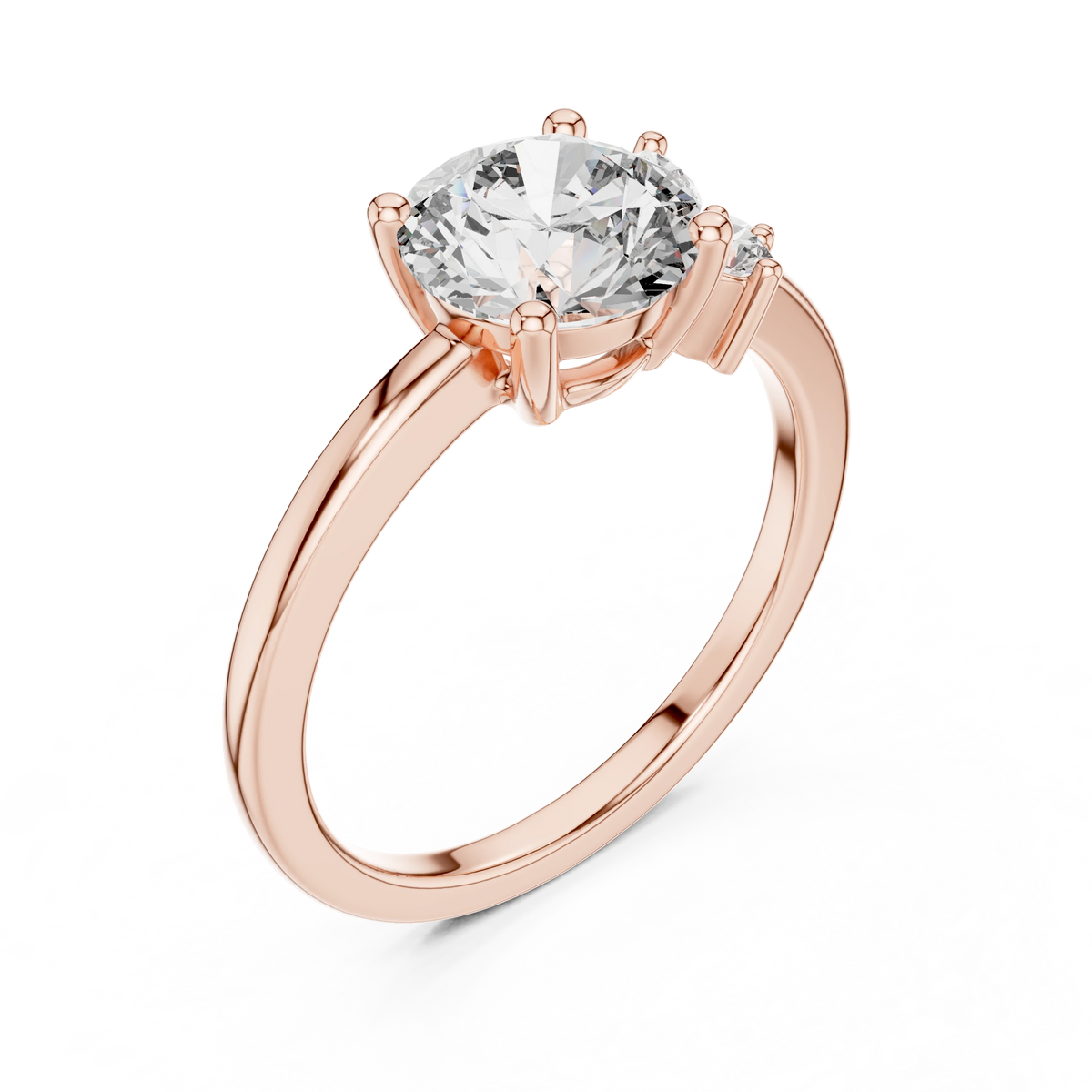Round Asymmetric Marquise Cluster Moissanite Engagement Ring in rose 925 sterling silver, view 2
