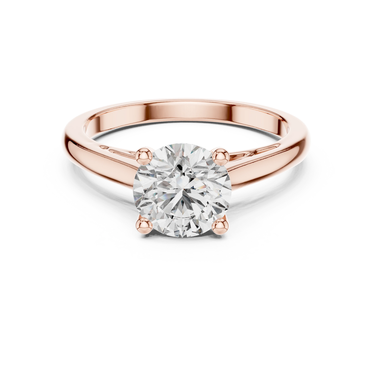 Round Cathedral Filigree Moissanite Engagement Ring in rose 925 sterling silver, view 4