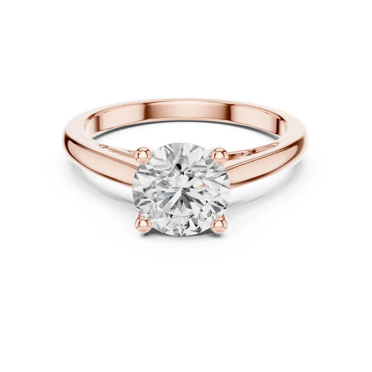 Round Cathedral Filigree Moissanite Engagement Ring in rose 925 sterling silver, view 4