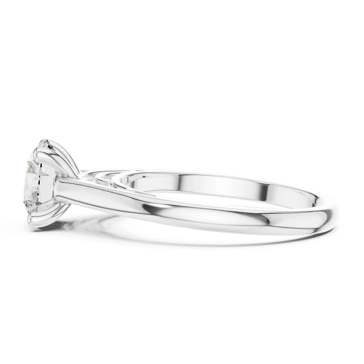 Round Cathedral Filigree Moissanite Engagement Ring in white 925 sterling silver, view 3