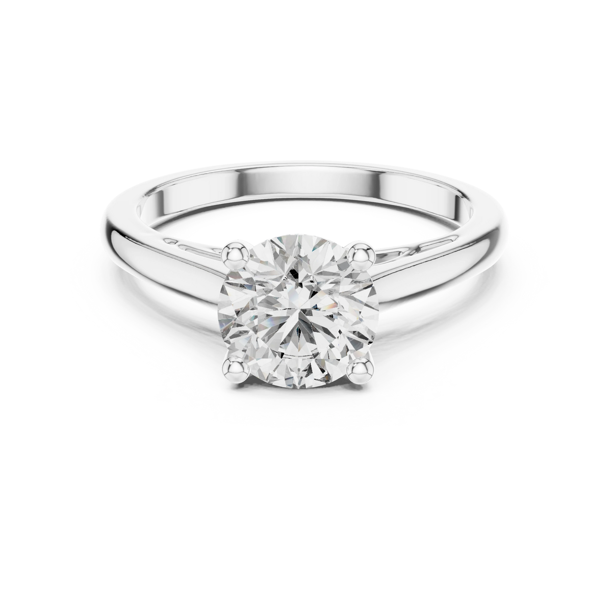 Round Cathedral Filigree Moissanite Engagement Ring in white 925 sterling silver, view 4