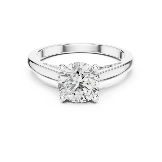 Round Cathedral Filigree Moissanite Engagement Ring in white 925 sterling silver, view 4