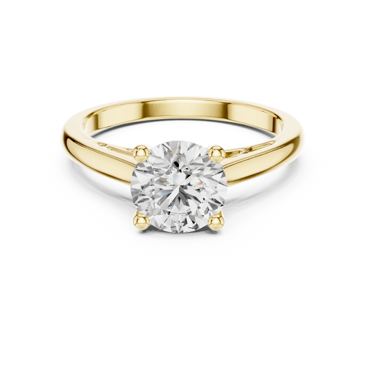 Round Cathedral Filigree Moissanite Engagement Ring in yellow 925 sterling silver, view 4