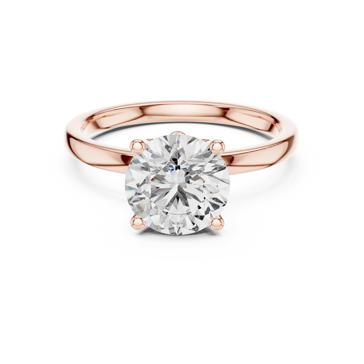 Round Lotus Basket Moissanite Solitaire Engagement Ring in rose 925 sterling silver, view 4