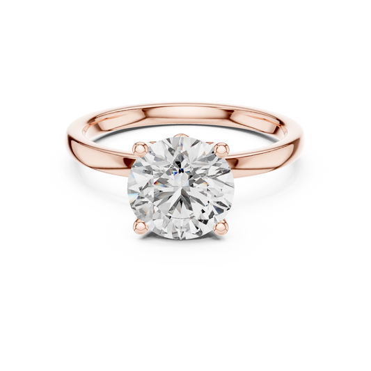 Round Lotus Basket Moissanite Solitaire Engagement Ring in rose 925 sterling silver, view 4