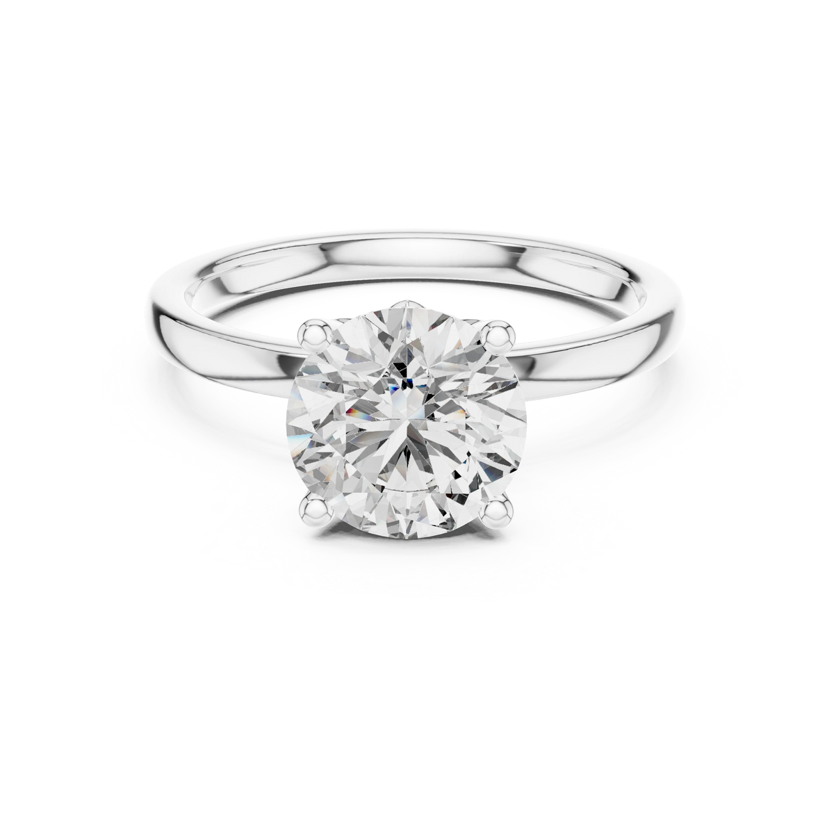 Round Lotus Basket Moissanite Solitaire Engagement Ring in white 925 sterling silver, view 4