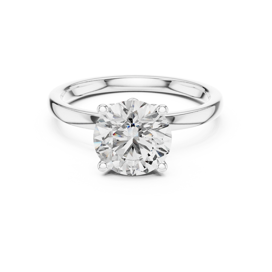 Round Lotus Basket Moissanite Solitaire Engagement Ring in white 925 sterling silver, view 4