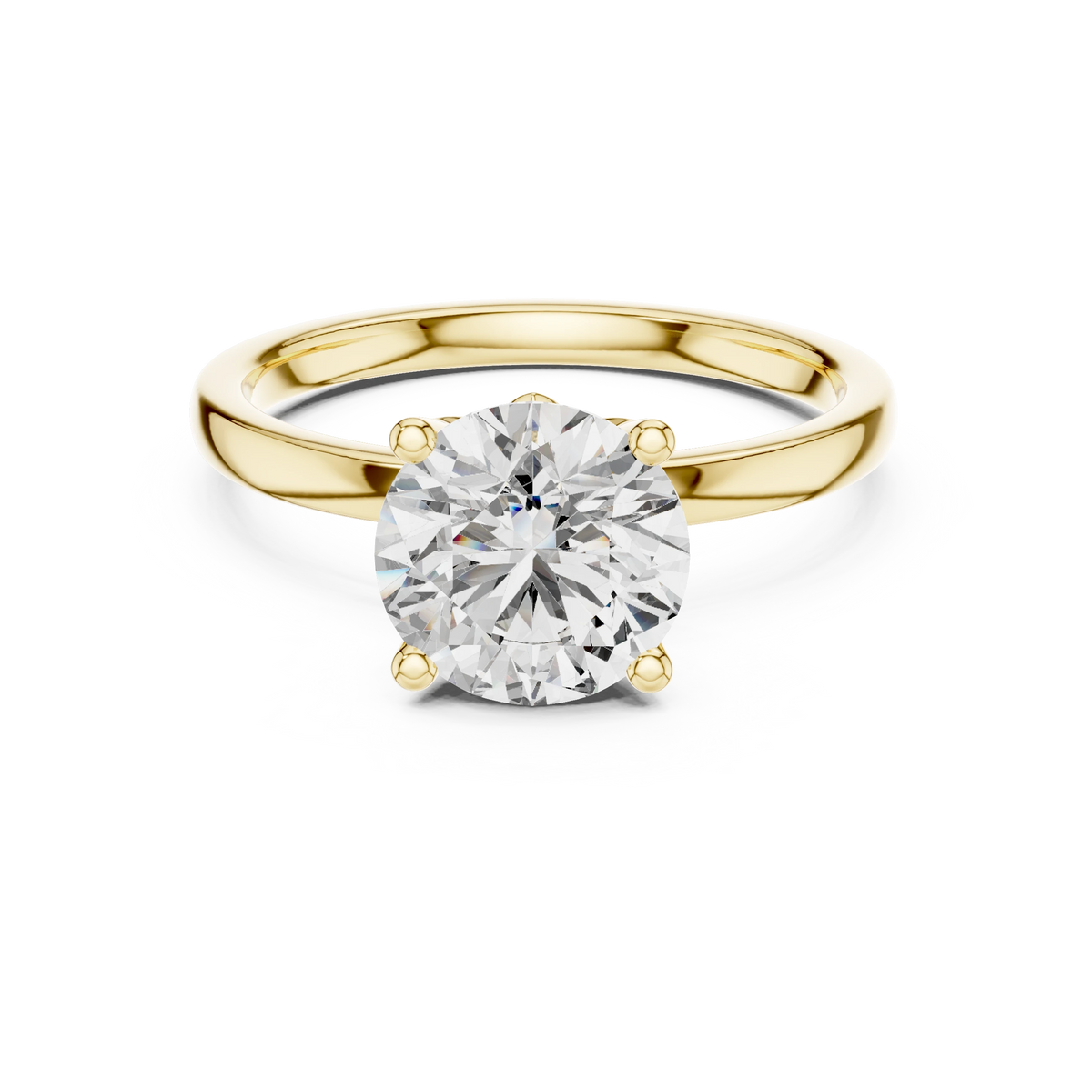 Round Lotus Basket Moissanite Solitaire Engagement Ring in yellow 925 sterling silver, view 4
