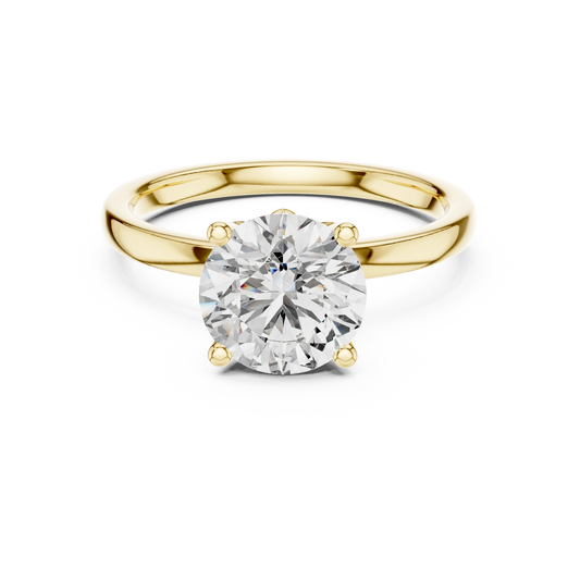 Round Lotus Basket Moissanite Solitaire Engagement Ring in yellow 925 sterling silver, view 4