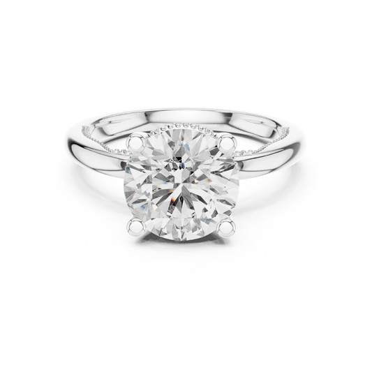 Round Vintage Milgrain Moissanite Solitaire Engagement Ring in white 925 sterling silver, view 4