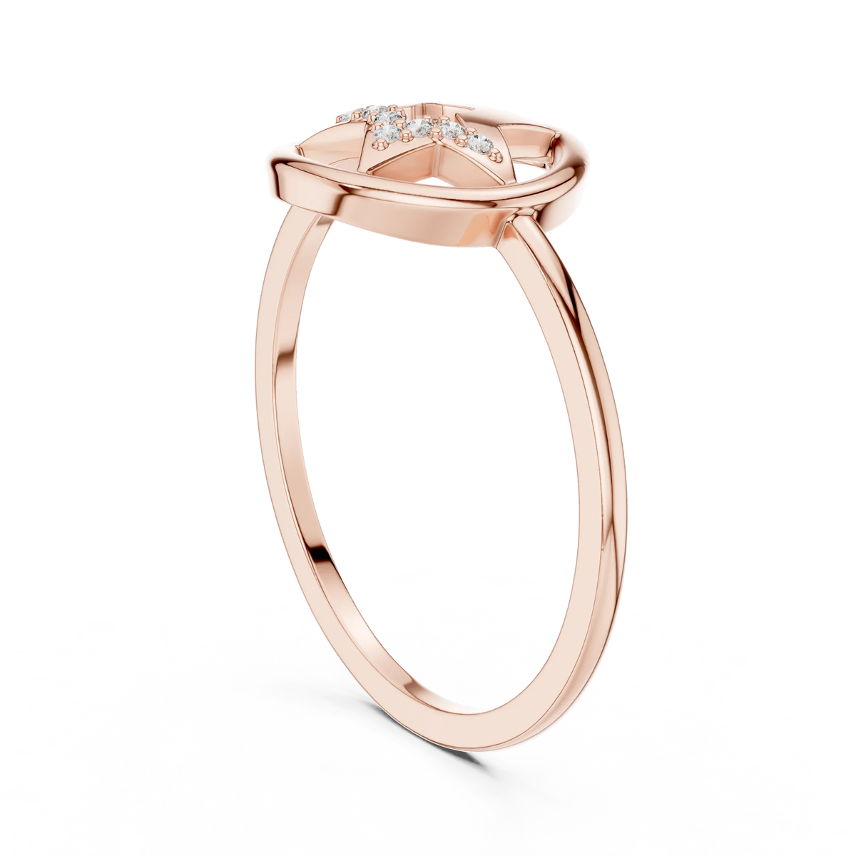 Open Circle Star Pavé Accent Moissanite Ring in rose 925 sterling silver, view 1