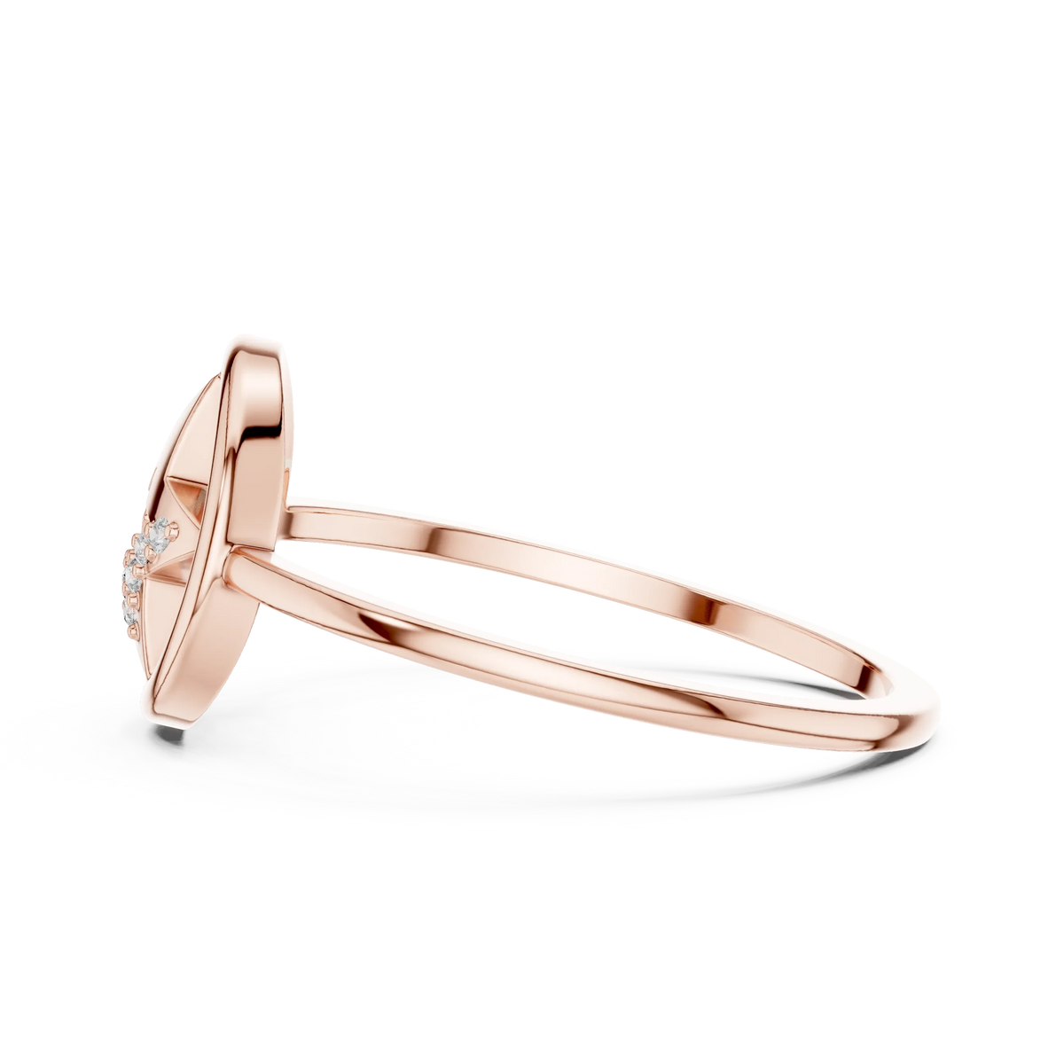 Open Circle Star Pavé Accent Moissanite Ring in rose 925 sterling silver, view 3