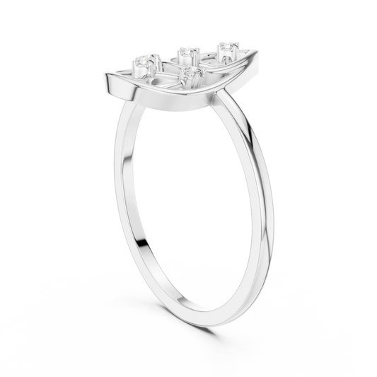 Open Teardrop Lattice Five Stone Moissanite Ring in white 925 sterling silver, view 1