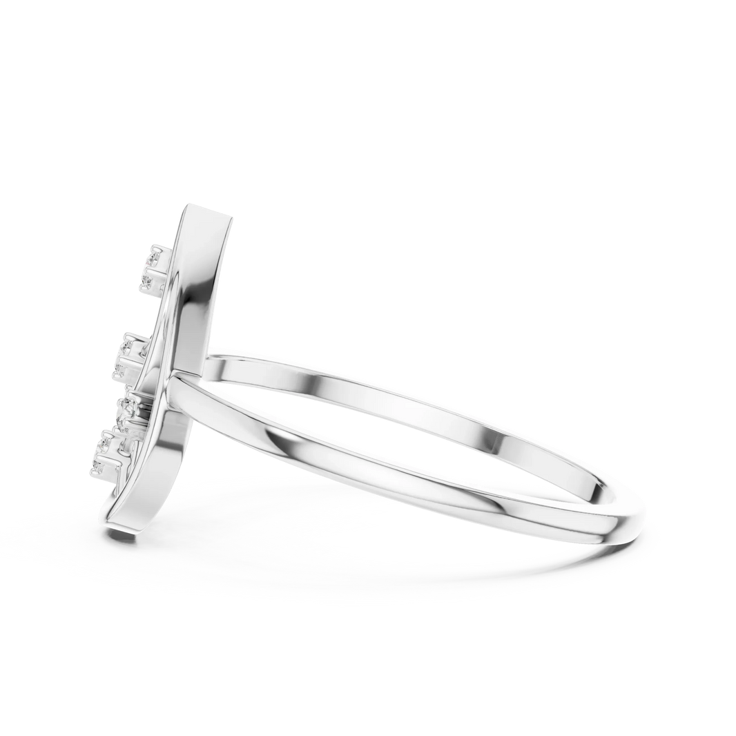 Open Teardrop Lattice Five Stone Moissanite Ring in white 925 sterling silver, view 3