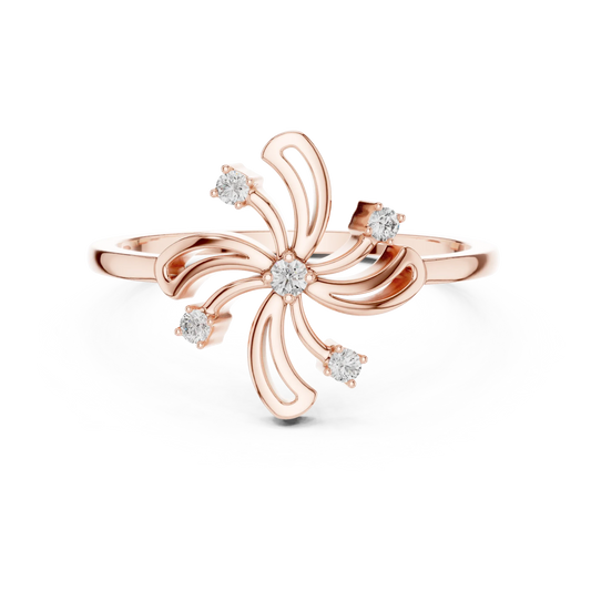 Pinwheel Firework Five Stone Moissanite Ring in rose 925 sterling silver, view 4