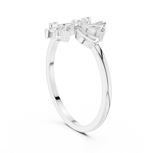 Pinwheel Firework Five Stone Moissanite Ring in white 925 sterling silver, view 1