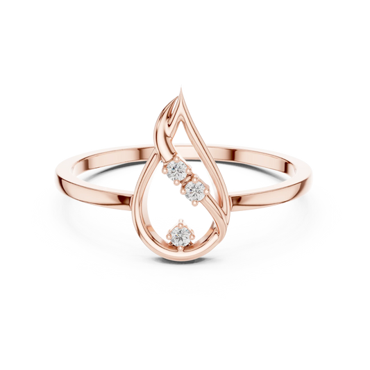 Open Flame Teardrop Three Stone Moissanite Ring in rose 925 sterling silver, view 4