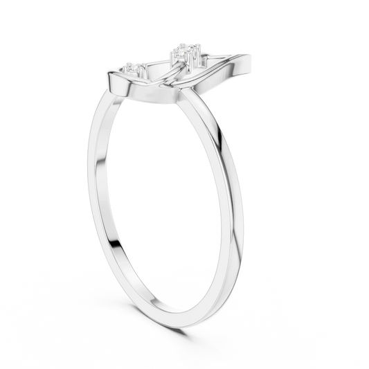 Open Flame Teardrop Three Stone Moissanite Ring in white 925 sterling silver, view 1
