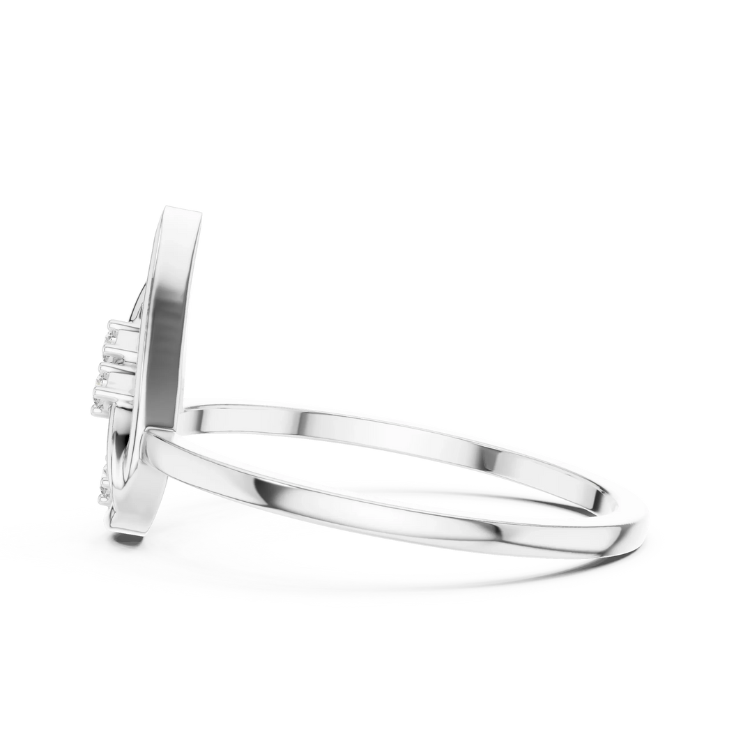 Open Flame Teardrop Three Stone Moissanite Ring in white 925 sterling silver, view 3